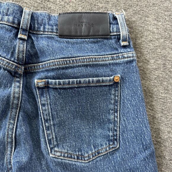 7 For All Mankind Tess Blue Bell Jeans Womens 24 Boho Denim USA Raw Hem 25x32 - Picture 11 of 14